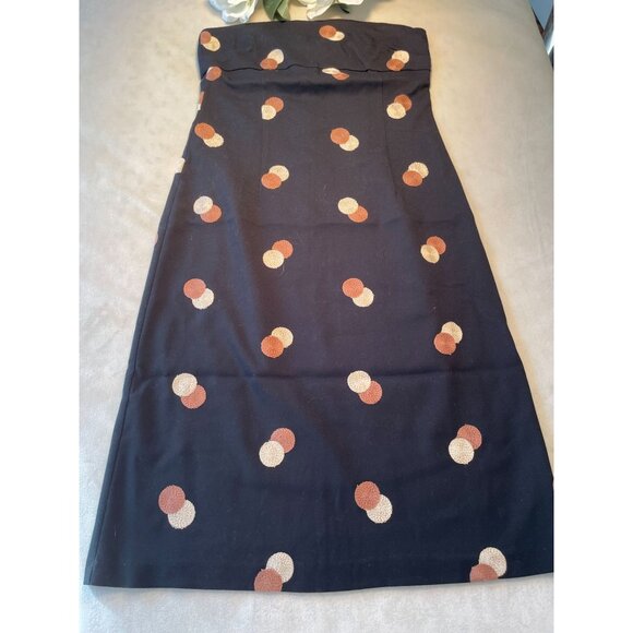 Vintage RUTH Strapless Black Dress Embroidered Polka Dot Design Side Zipper Sz 8 - Picture 1 of 10